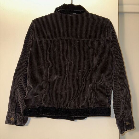 J. Jill MP Black Corduroy Fuzzy Collared Long Sleeve Womens Jacket EUC - Picture 7 of 12